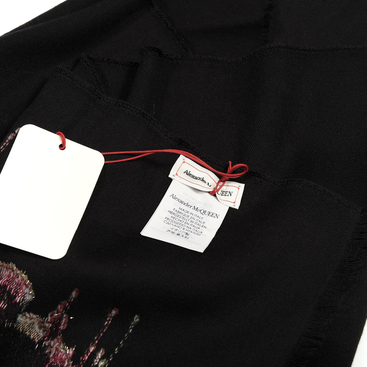 Alexander McQueen Wool Silk Buried Monarch Skull Scarf Black 4 of 4