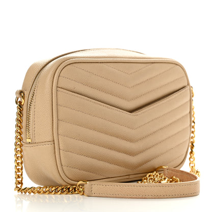 Saint Laurent Grain De Poudre Matelasse Monogram Mini Lou Camera Bag Dark Beige 2 of 10