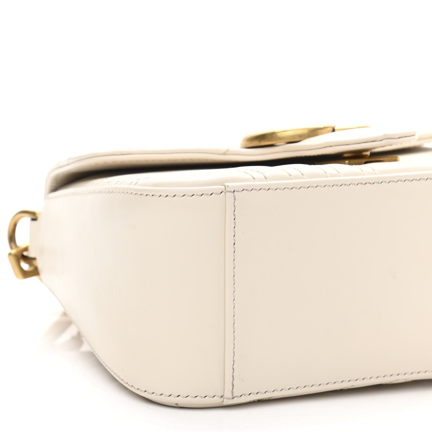 Gucci Calfskin Matelasse Mini GG Marmont Top Handle Shoulder Bag White 9 of 12