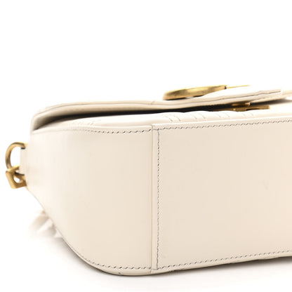 Gucci Calfskin Matelasse Mini GG Marmont Top Handle Shoulder Bag White 9 of 12