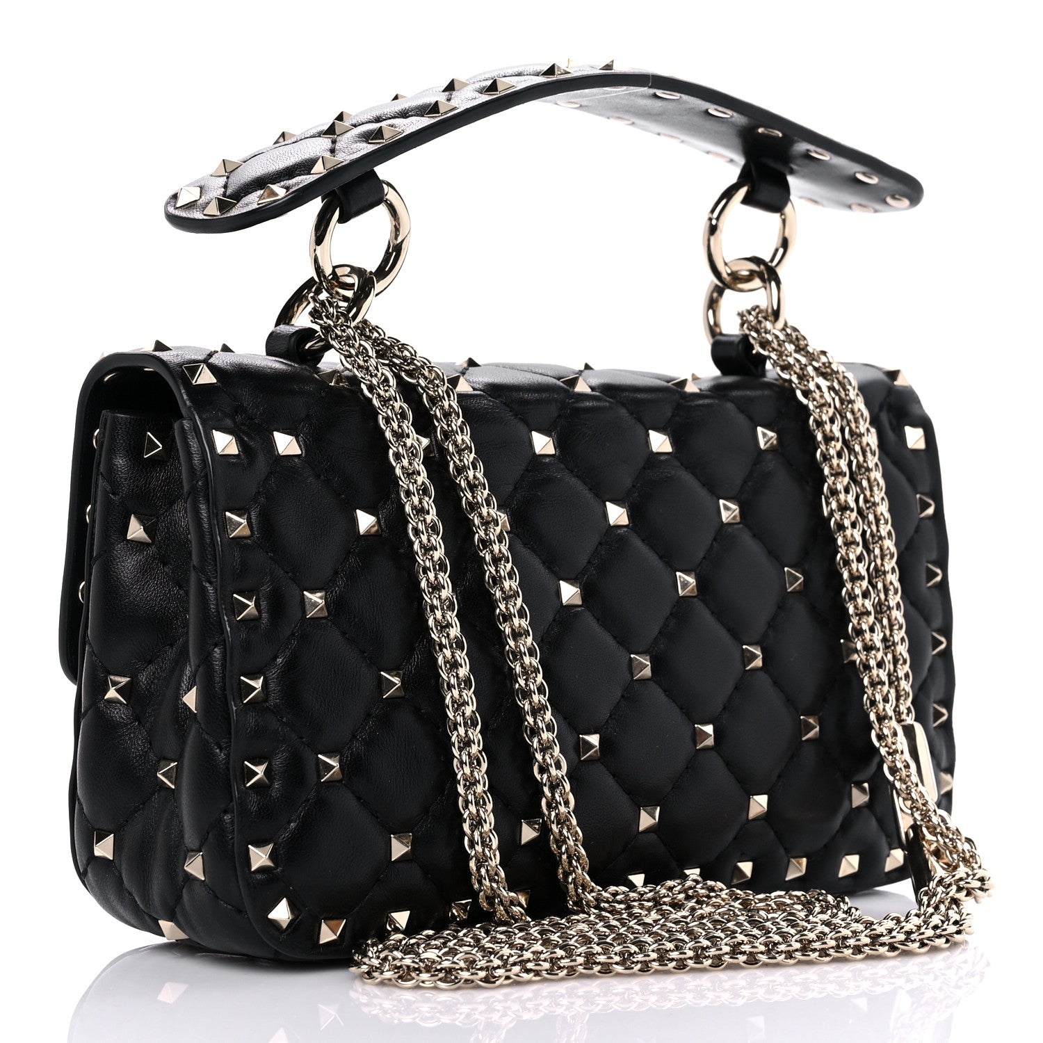 Valentino Garavani Lambskin Small Rockstud Spike Shoulder Bag Black 3 of 8