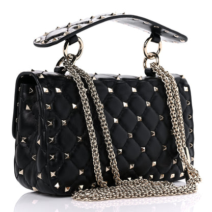 Valentino Garavani Lambskin Small Rockstud Spike Shoulder Bag Black 3 of 8