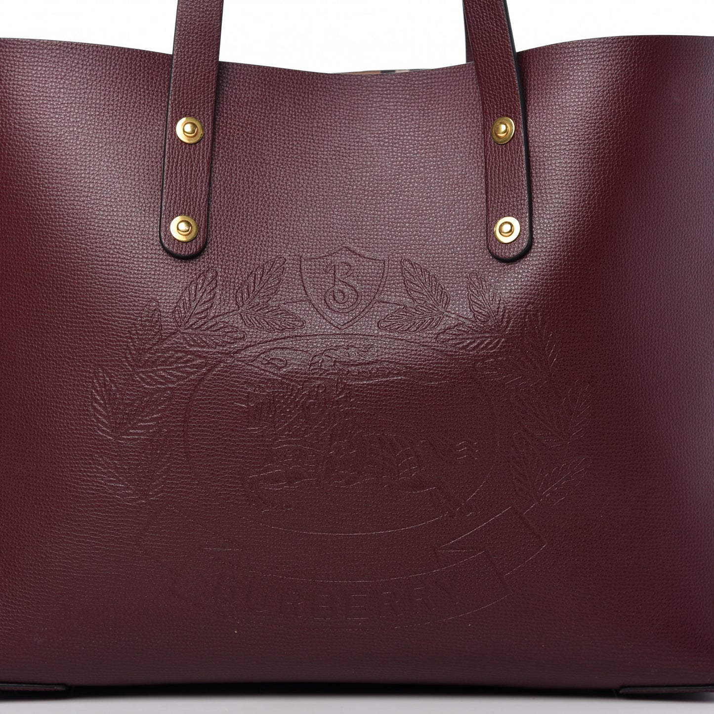 Calfskin Crest Embossed Small Tote Burgundy