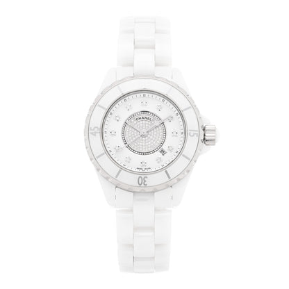 Chanel Stainless Steel Ceramic Diamond Dial 33mm J12 Quartz Watch White 1 of 4