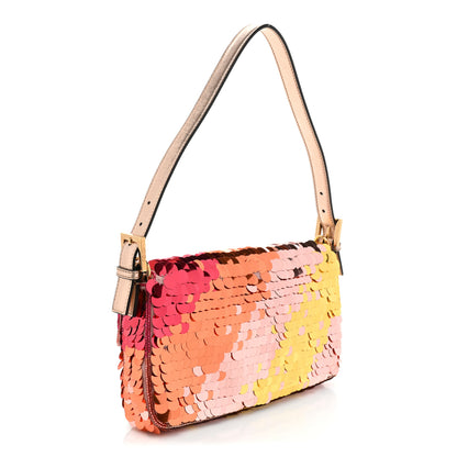 Fendi Sequin Paillettes Vitello Laminato Striped Baguette 1997 Multicolor 3 of 10