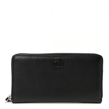 Gucci Dollar Calfskin GG Marmont Zip Around Wallet Black 1 of 8