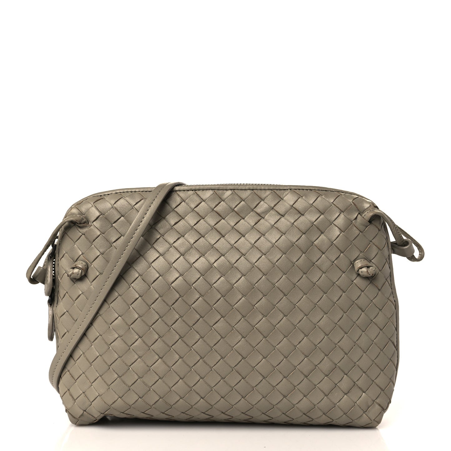 Nappa Intrecciato Nodini Crossbody Messenger Light Grey
