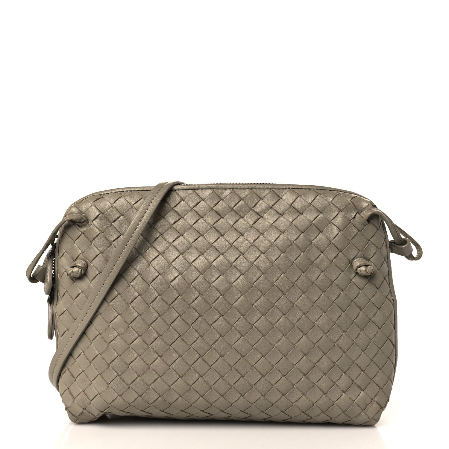 Bottega Veneta Nappa Intrecciato Nodini Crossbody Messenger Light Grey 2 of 8
