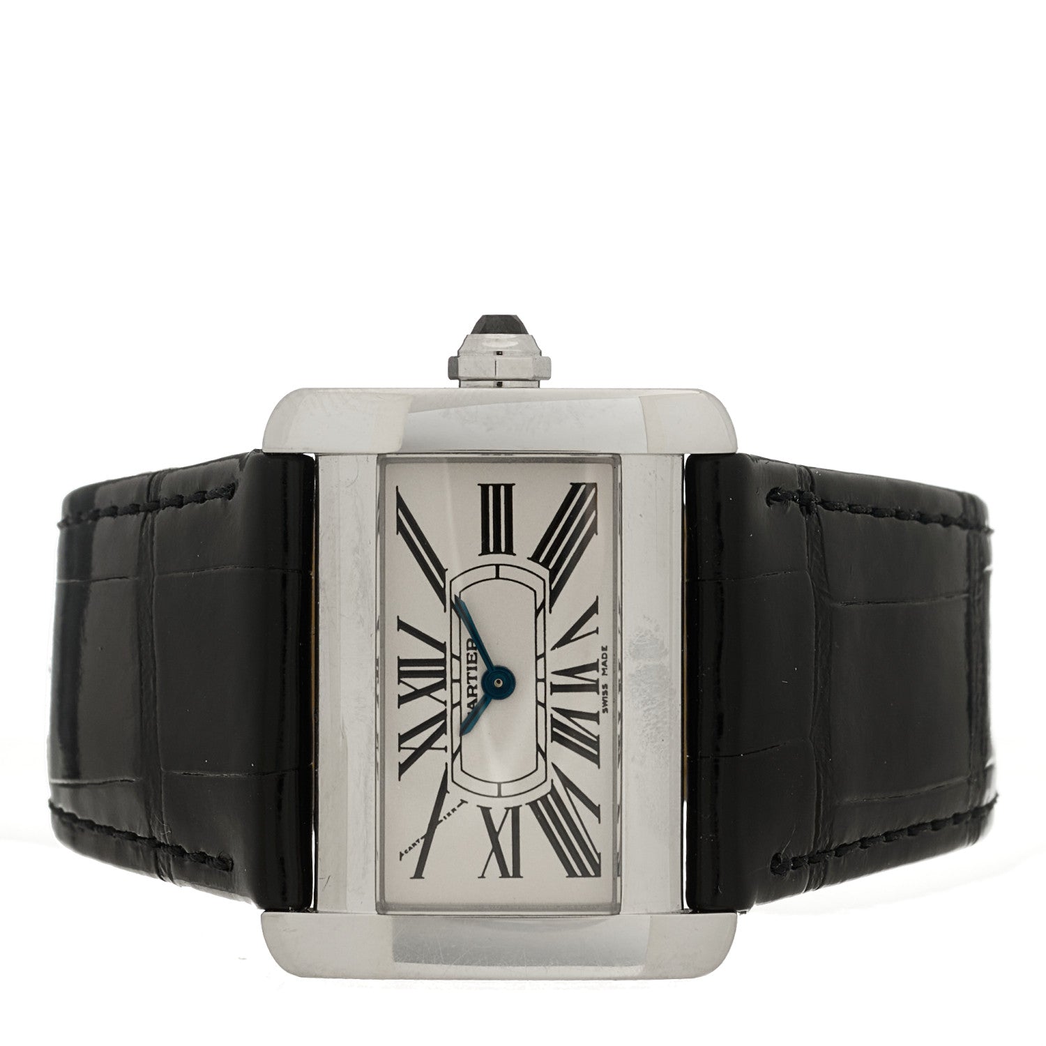 Cartier Stainless Steel Alligator 32mm Tank Divan Quartz Watch 2 of 4