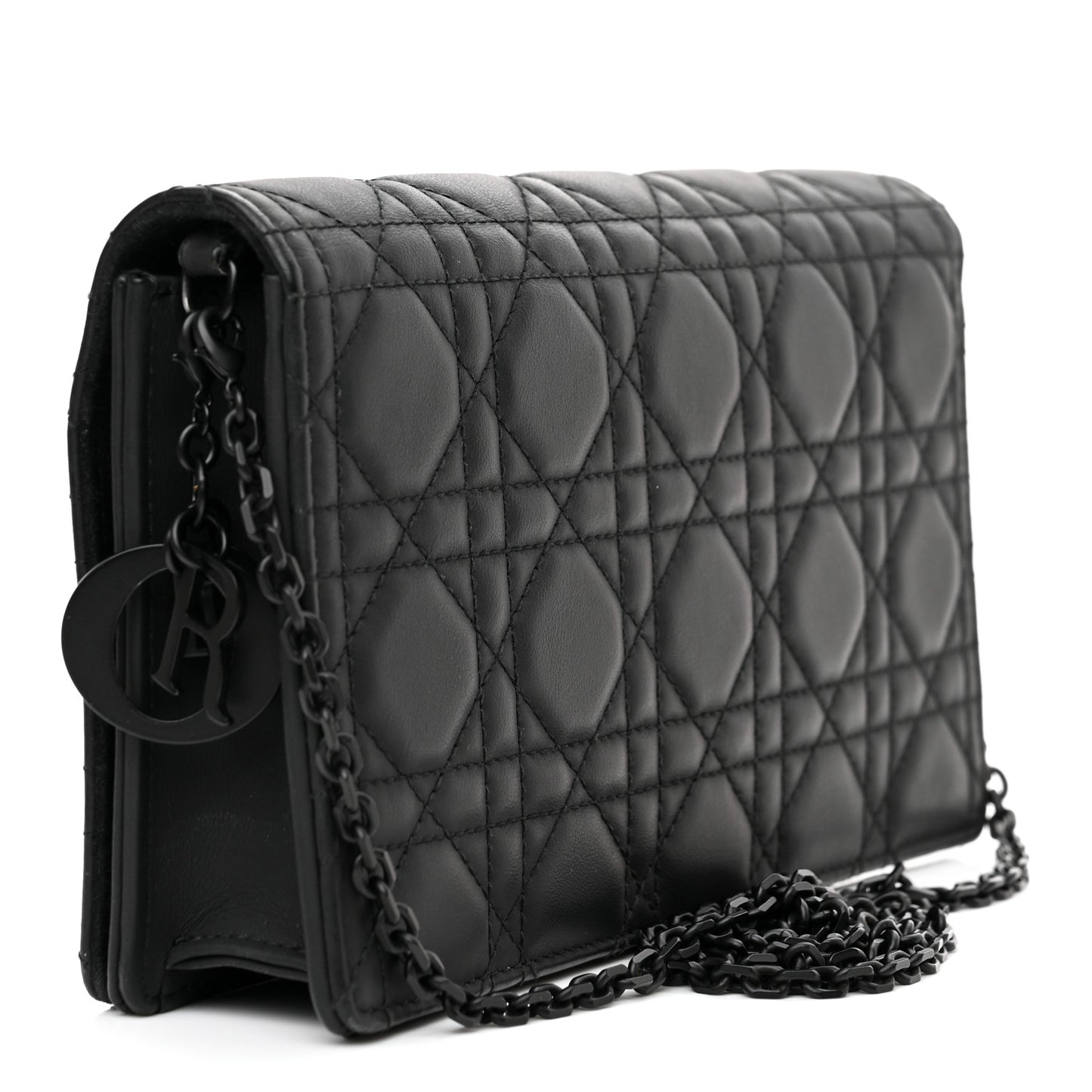Ultra Matte Calfskin Cannage Lady Dior Clutch Black