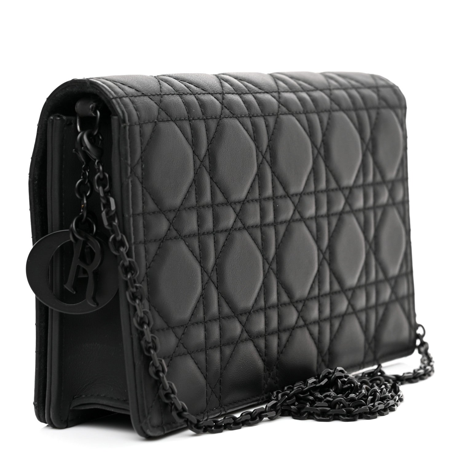 Christian Dior Ultra Matte Calfskin Cannage Lady Dior Clutch Black 4 of 12