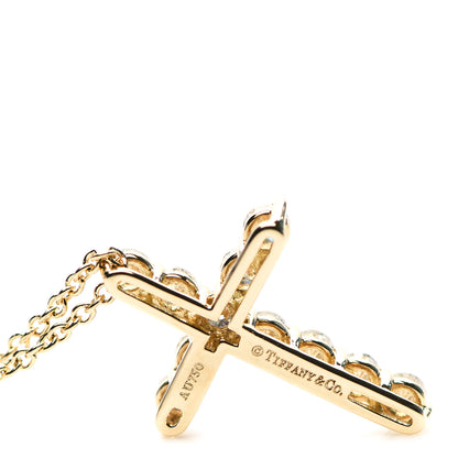Tiffany 18K Yellow Gold Diamond Small Cross Pendant Necklace 6 of 7