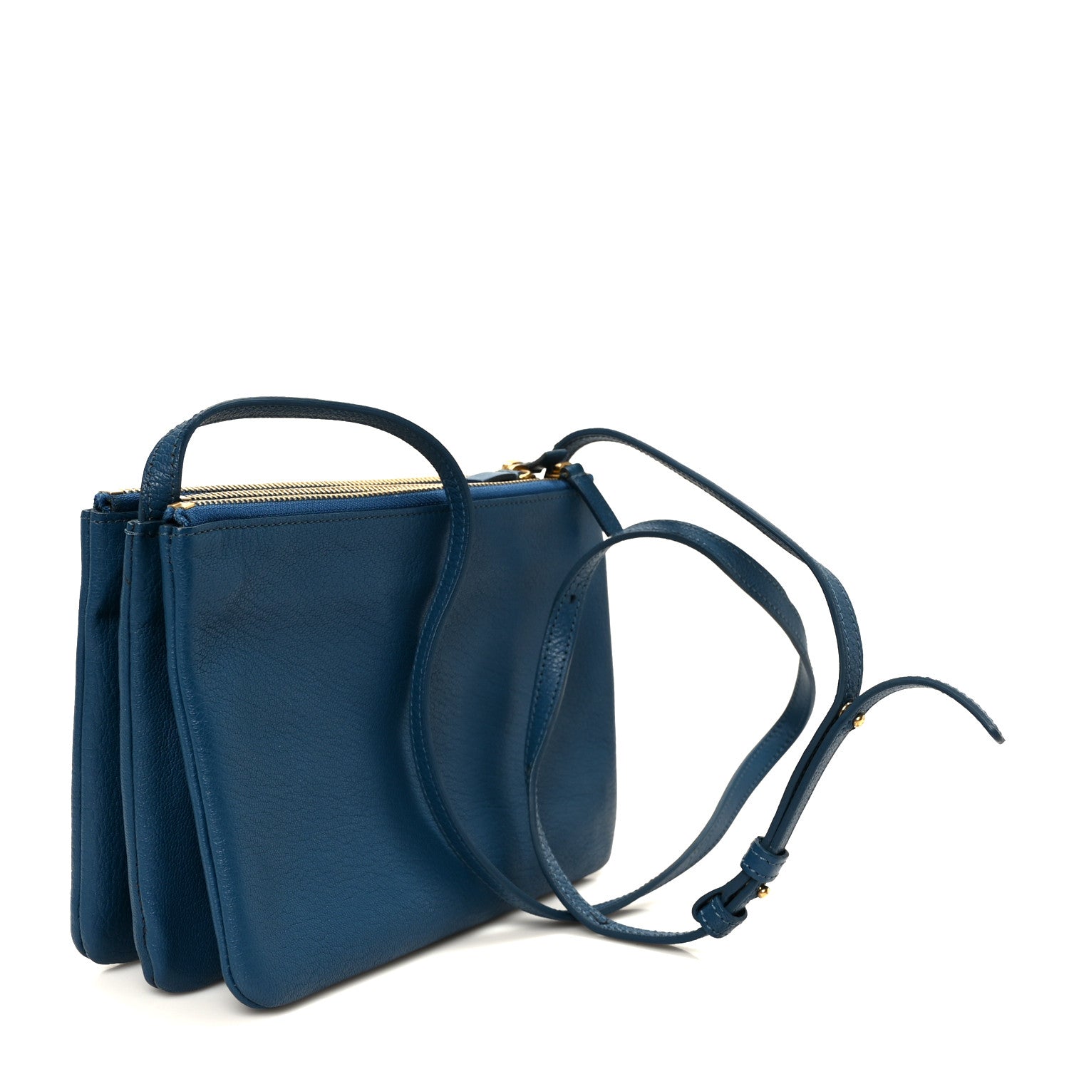 Celine Goatskin Small Trio Crossbody Bag Blue 3 of 12