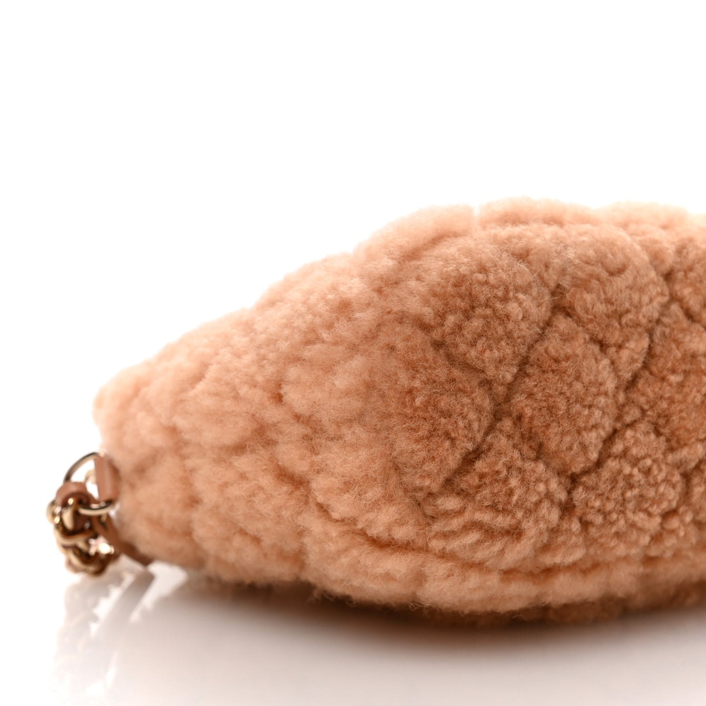 Shearling Quilted Shiny Coco Clutch With Chain Dark Beige