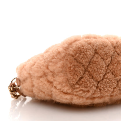 Chanel Shearling Quilted Shiny Coco Clutch With Chain Dark Beige 9 of 11