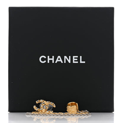 Chanel Crystal CC Chain Cuff Single Earring Gold Silver 5 of 5