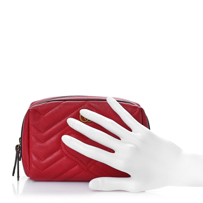 Gucci Calfskin Matelasse GG Marmont Cosmetic Case Hibiscus Red 2 of 9
