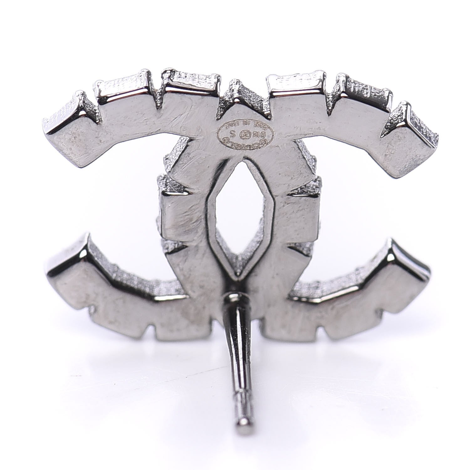Chanel Ruthenium Crystal CC Earrings Black 4 of 5