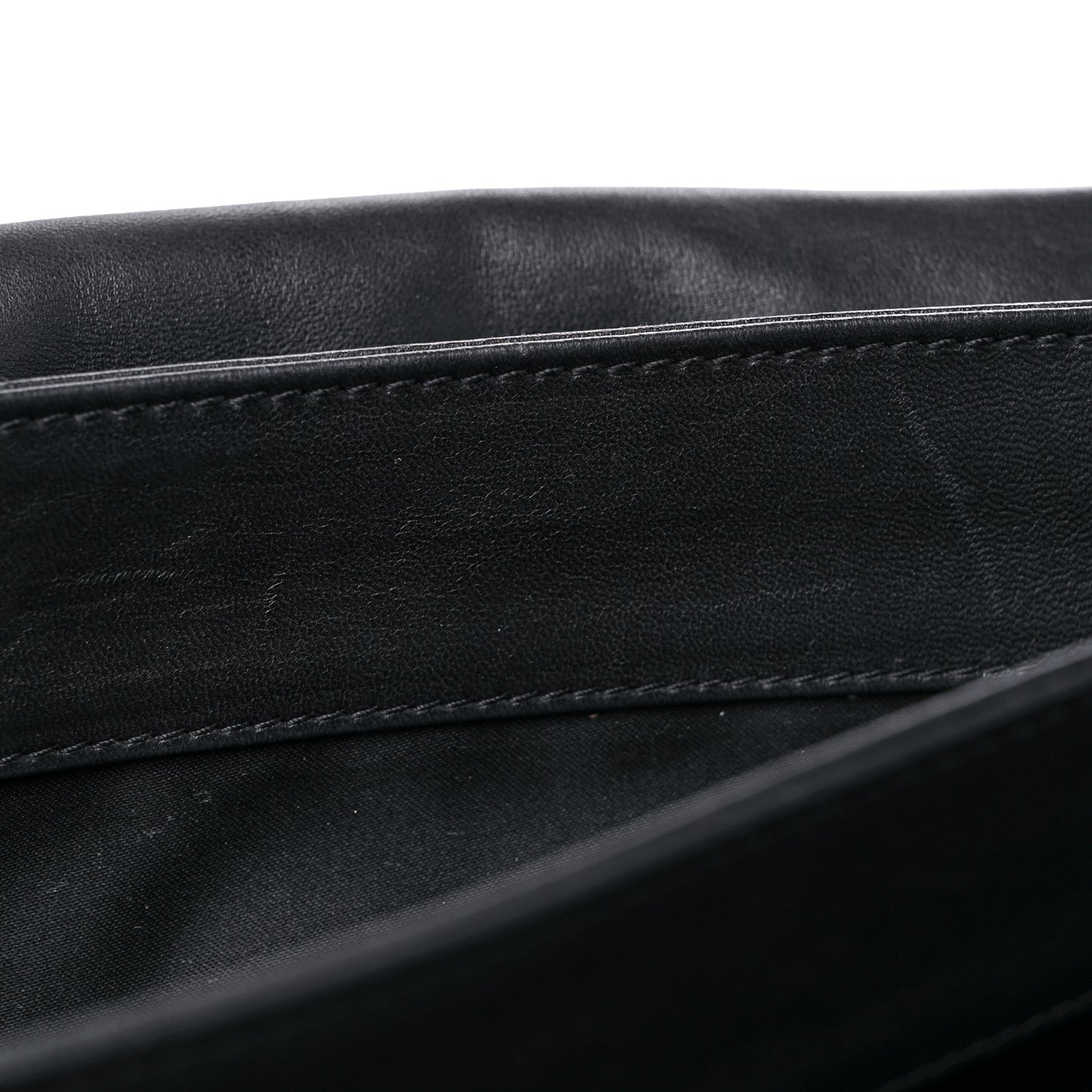 Lambskin Quilted Jumbo 3 Flap Black