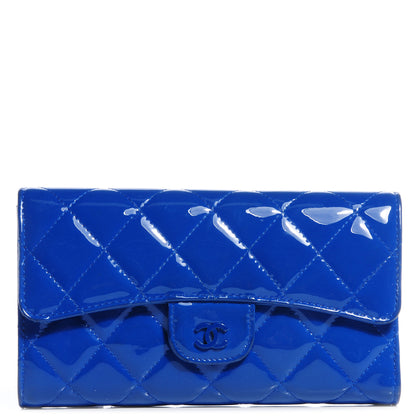 Chanel Patent Quilted Large Flap Wallet Blue Roi 1 of 9