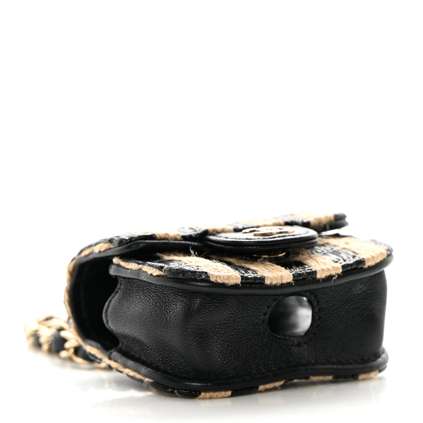 Raffia Jute Striped Airpods Pro Case Black Beige