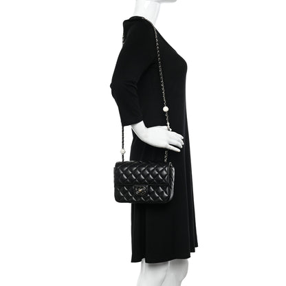 Chanel Lambskin Resin Quilted Mini Heart Square Flap Black 2 of 10