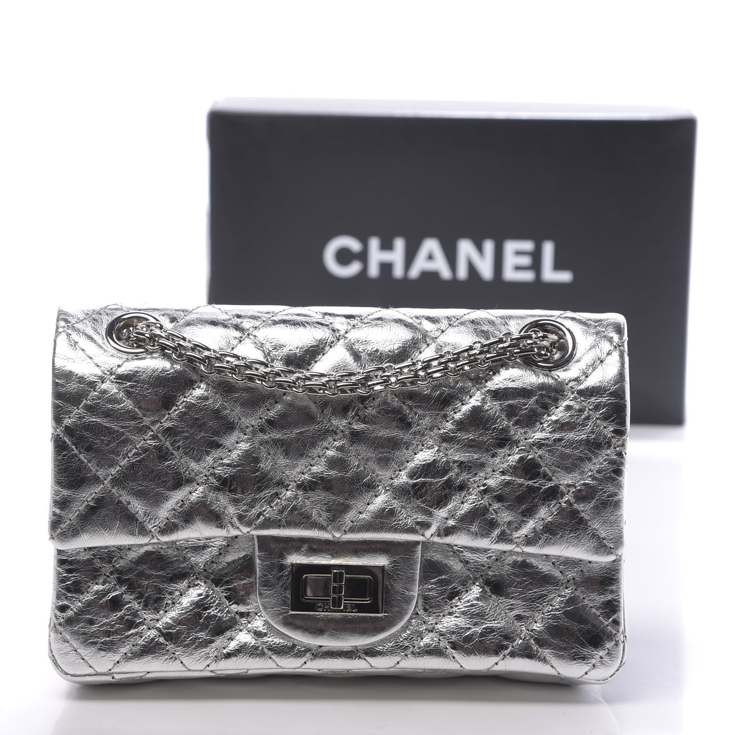 Chanel Metallic Aged Calfskin Quilted 2.55 Reissue 224 Flap Silver 11 of 11