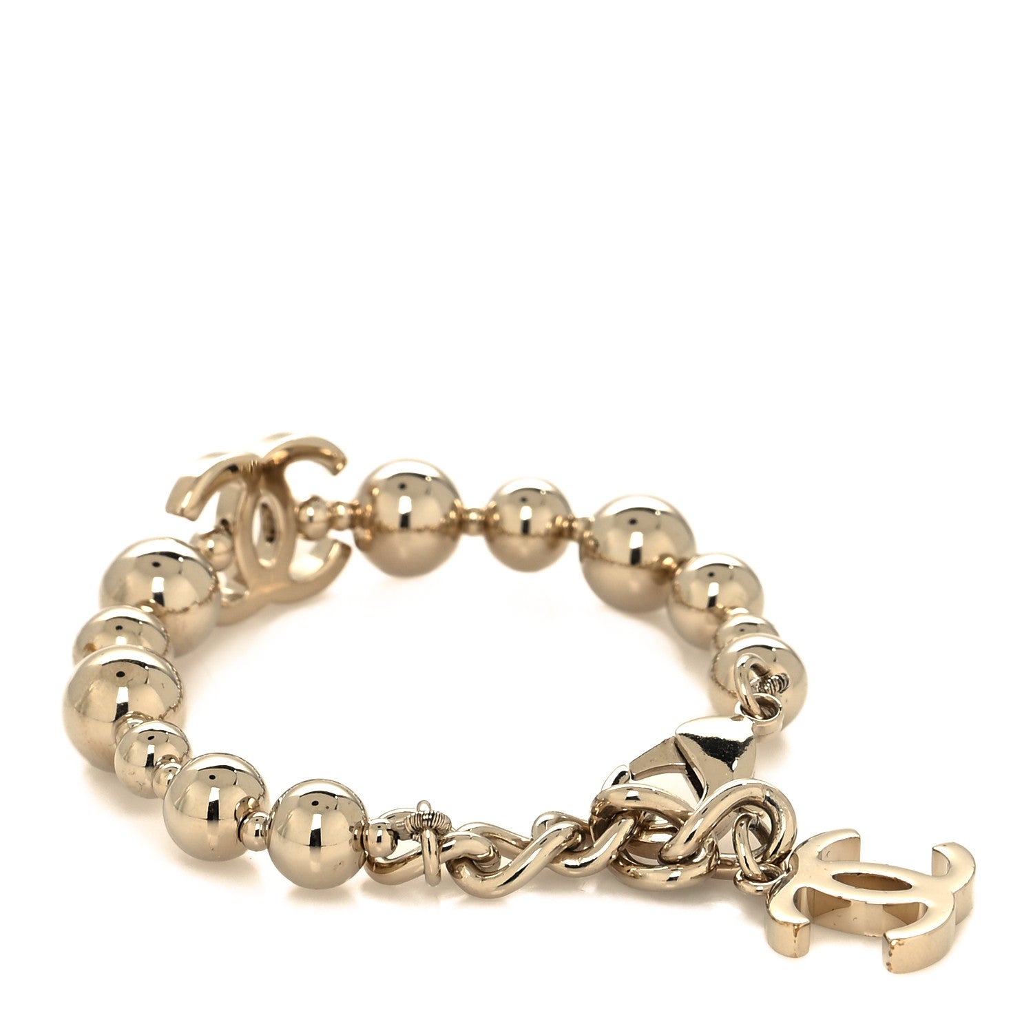 Chanel Metal Beaded CC Bracelet Gold 3 of 5
