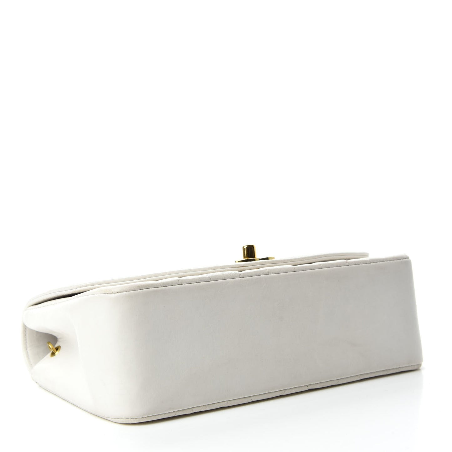 Lambskin Quilted Small Single Flap White