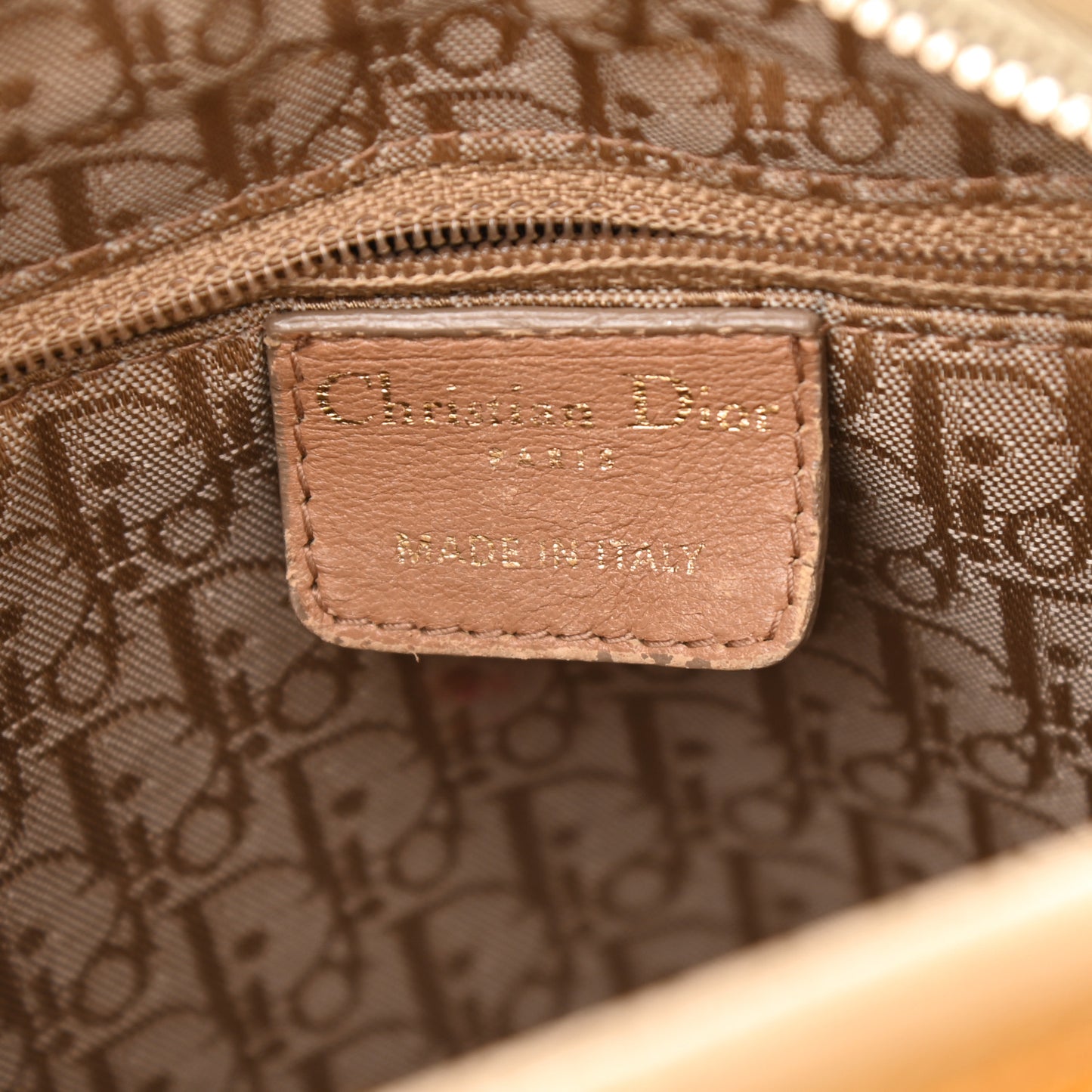 Patent Cannage Stitched Medium Lady Dior Dark Beige