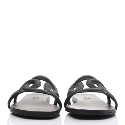 Hermes Rubber Aloha Sandals 38 Black 2 of 9
