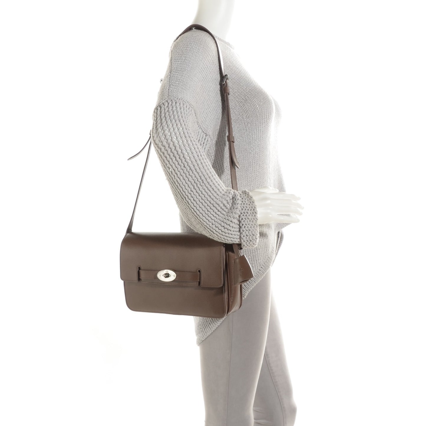 Shiny Goatskin Bayswater Shoulder Bag Taupe