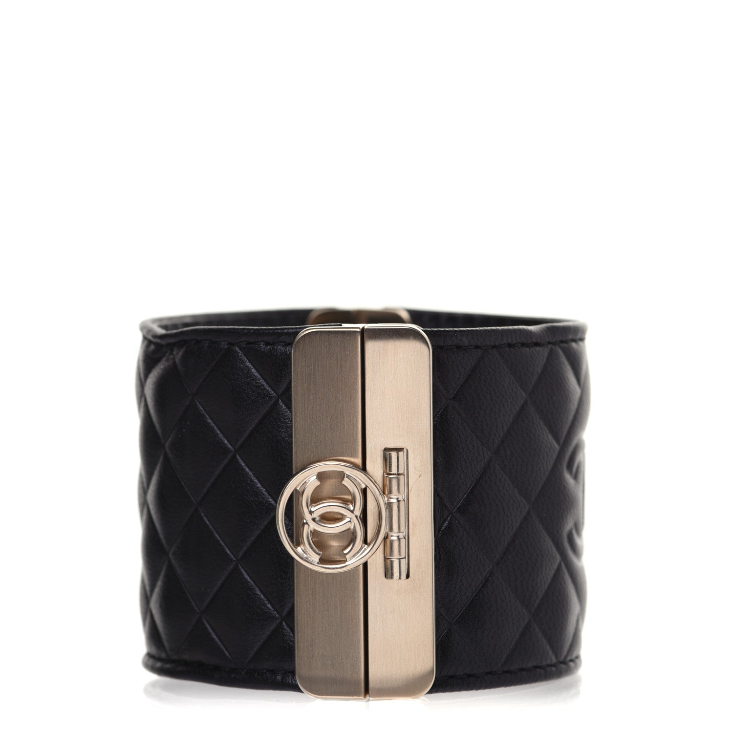 Chanel Calfskin Quilted CC Wide Cuff Black 1 of 7