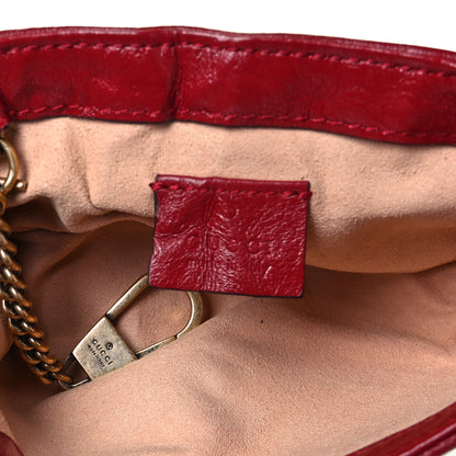Gucci Vintage Effect Calfskin Matelasse Diagonal Super Mini Torchon GG Marmont Shoulder Bag Black Romantic Cherry 5 of 9