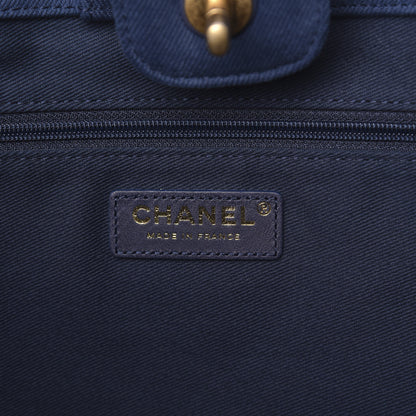 Chanel Denim Chevron Coco Tote Navy 5 of 9