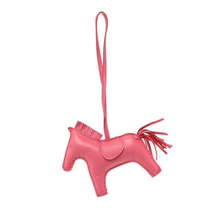 Hermes Milo Lambskin Grigri Rodeo Horse Bag Charm MM Rose Azalee 1 of 4