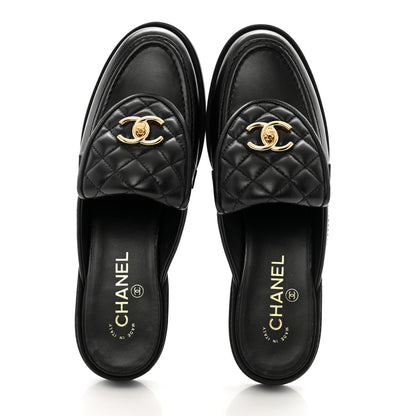 Chanel Lambskin Quilted CC Turnlock Mules 40 Black 3 of 11