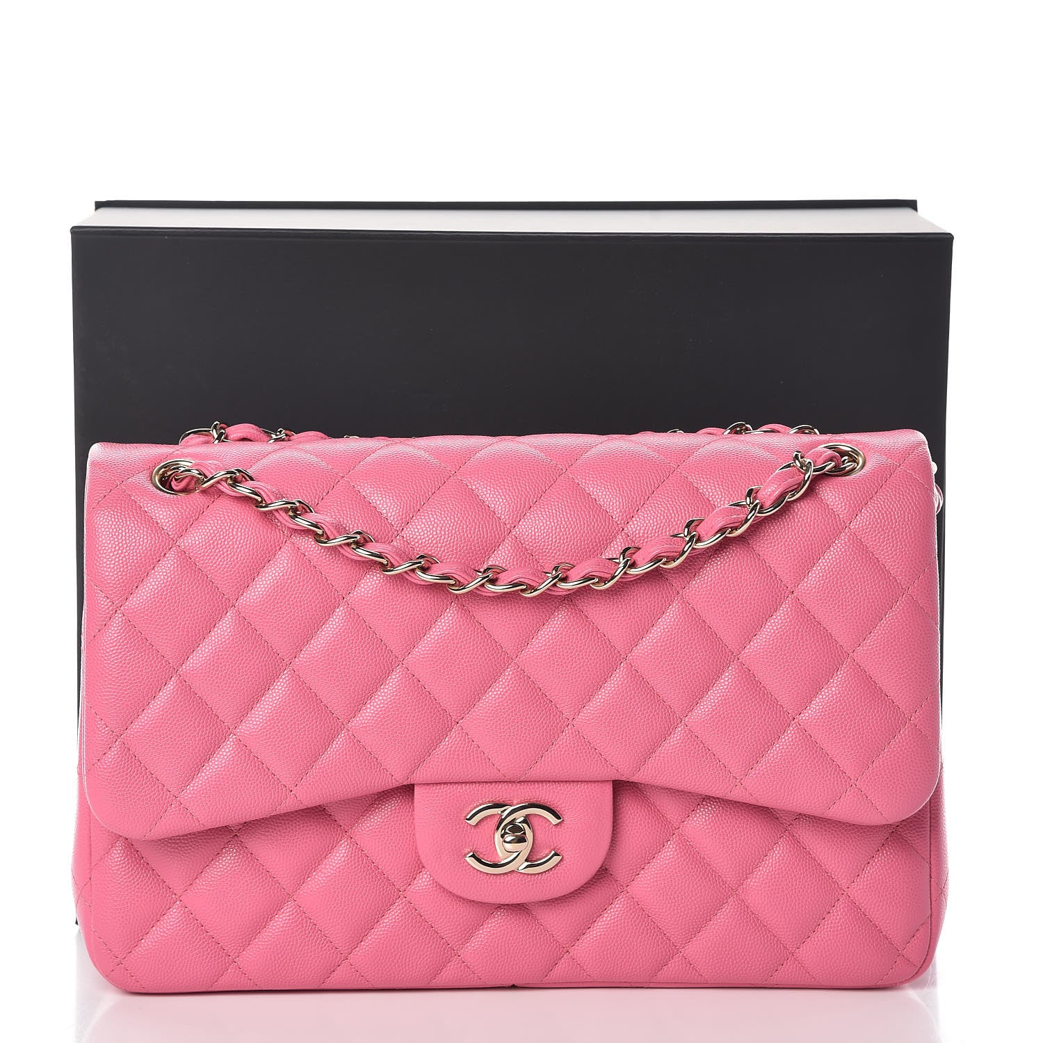 Chanel Caviar Quilted Jumbo Double Flap Pink 10 of 10