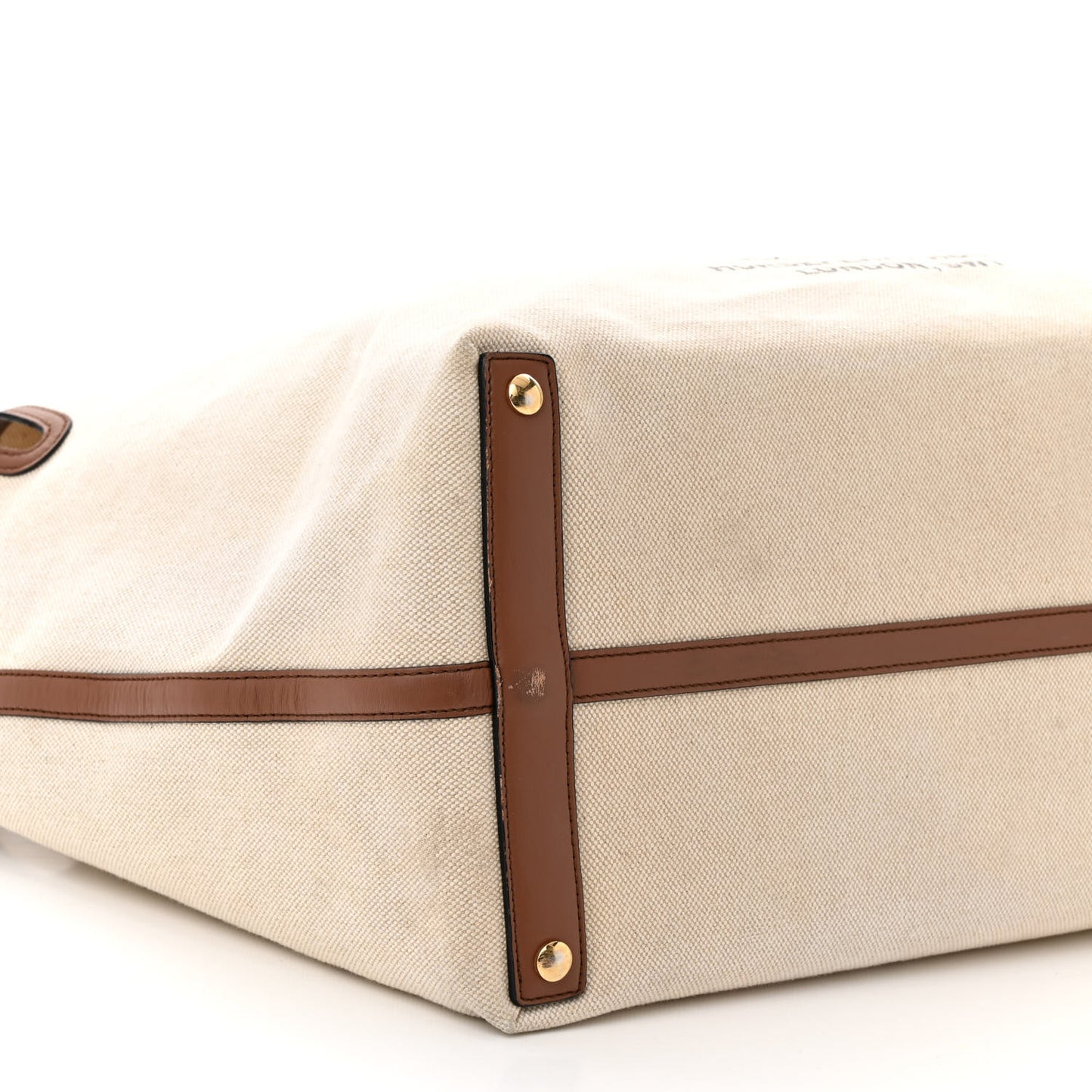Cotton Canvas Calfskin Large Soft Belted Tote Bag Natural