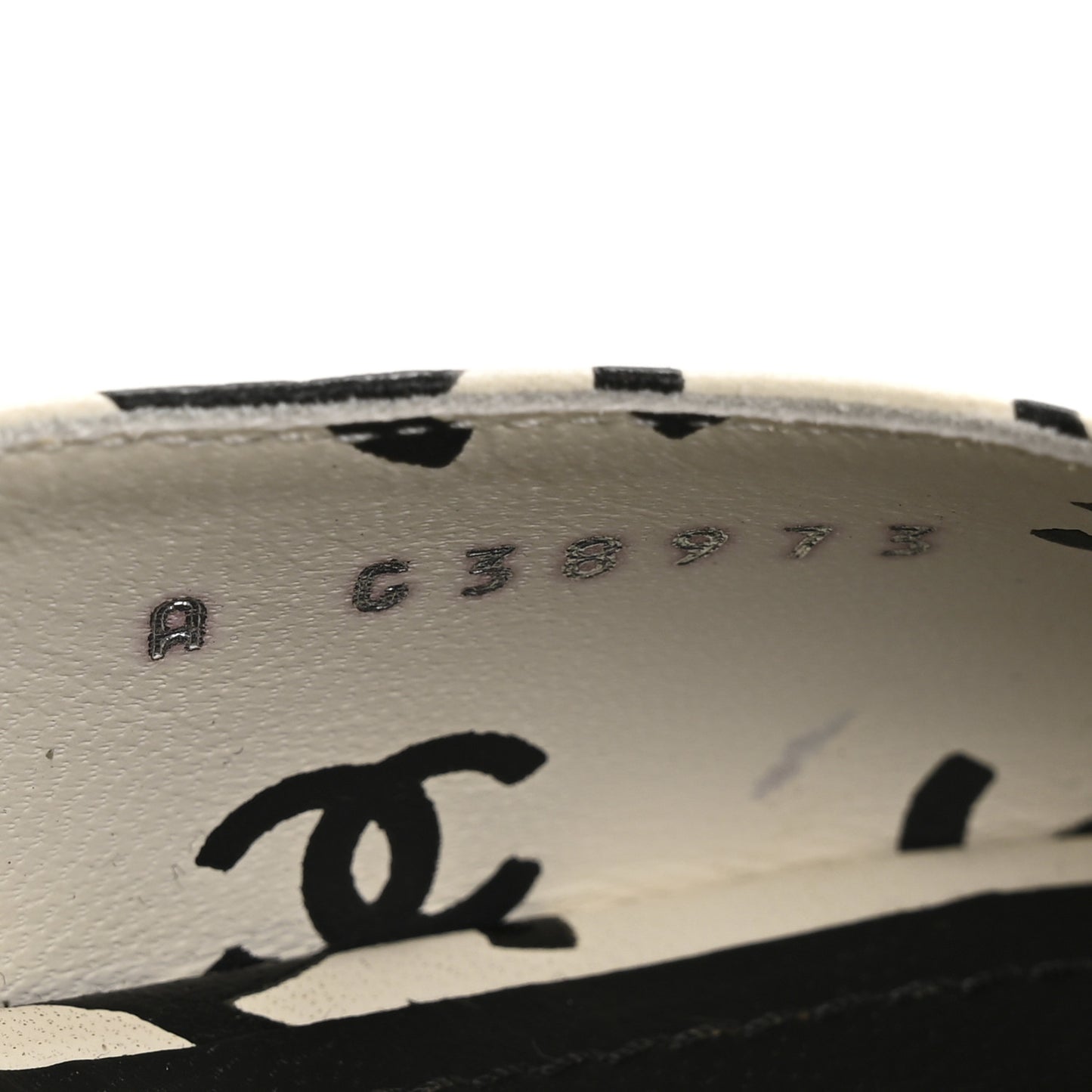 Printed Lambskin CC Sandals 41 White Black