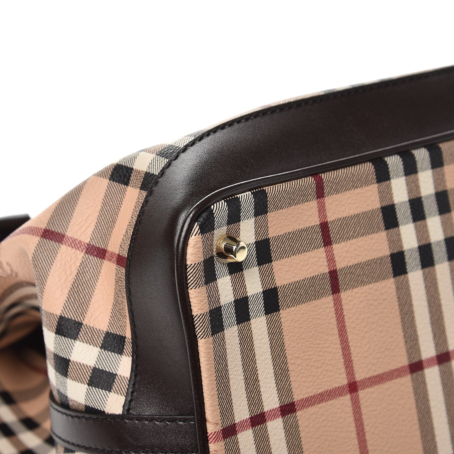 Burberry Haymarket Check Medium Golderton Tote Chocolate 9 of 10