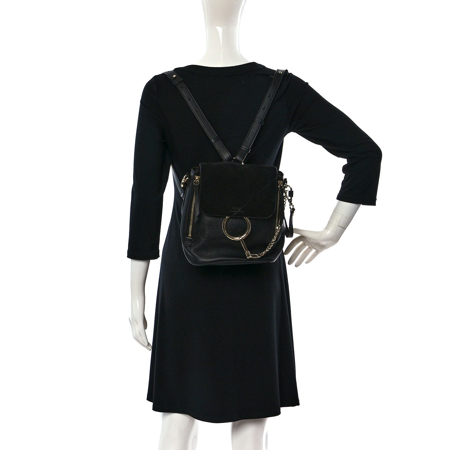 Chloe Suede Calfskin Small Faye Backpack Black 2 of 9