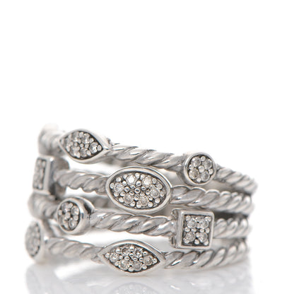 David Yurman Sterling Silver Diamond Confetti 4 Row Ring 57 8 3 of 5