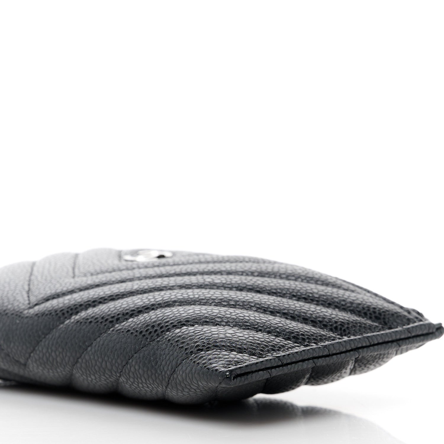 Chanel Caviar Chevron Quilted Zip Pouch Black 10 of 10
