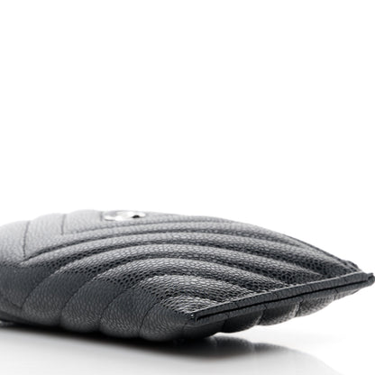Chanel Caviar Chevron Quilted Zip Pouch Black 10 of 10