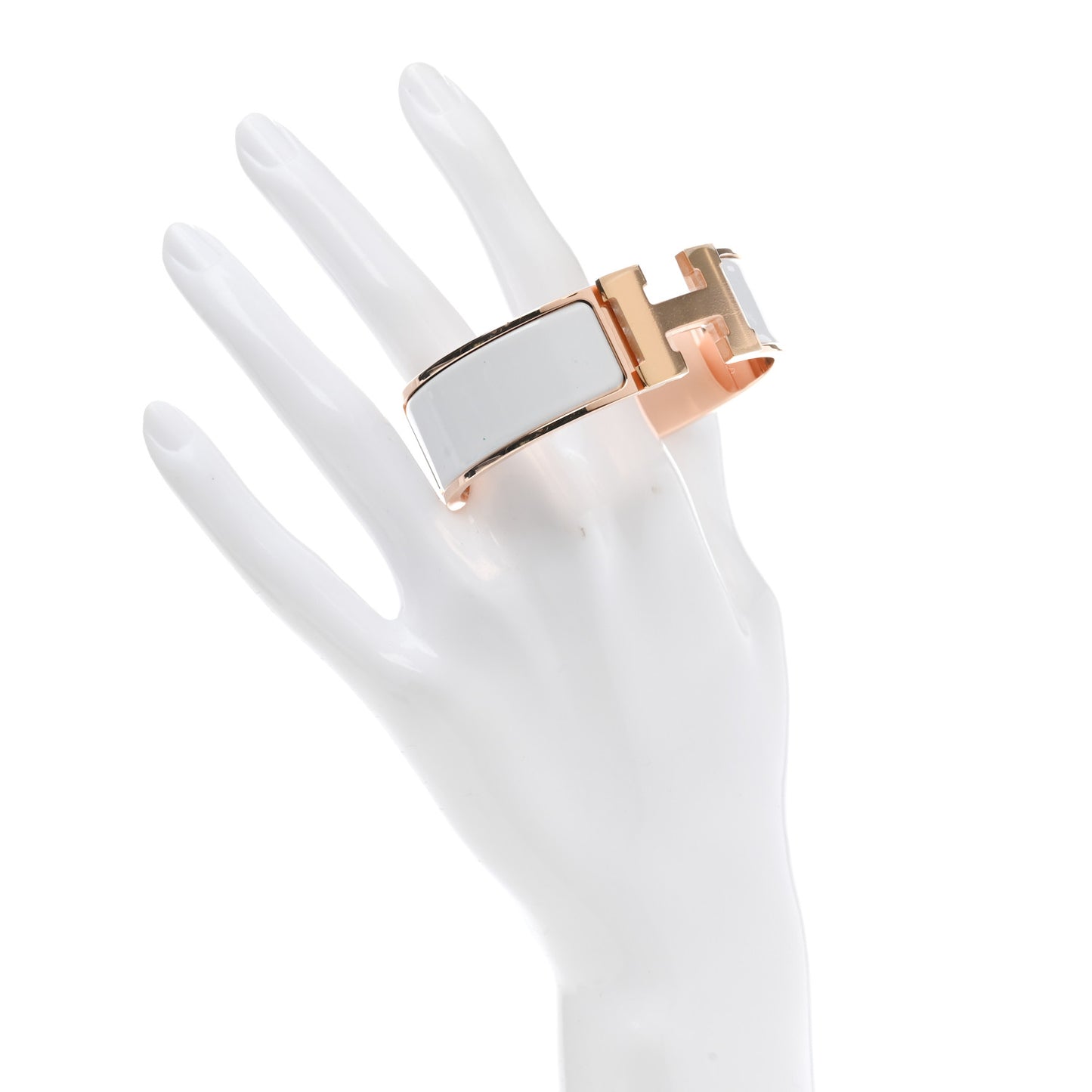 Enamel Wide Clic Clac H Bracelet GM White