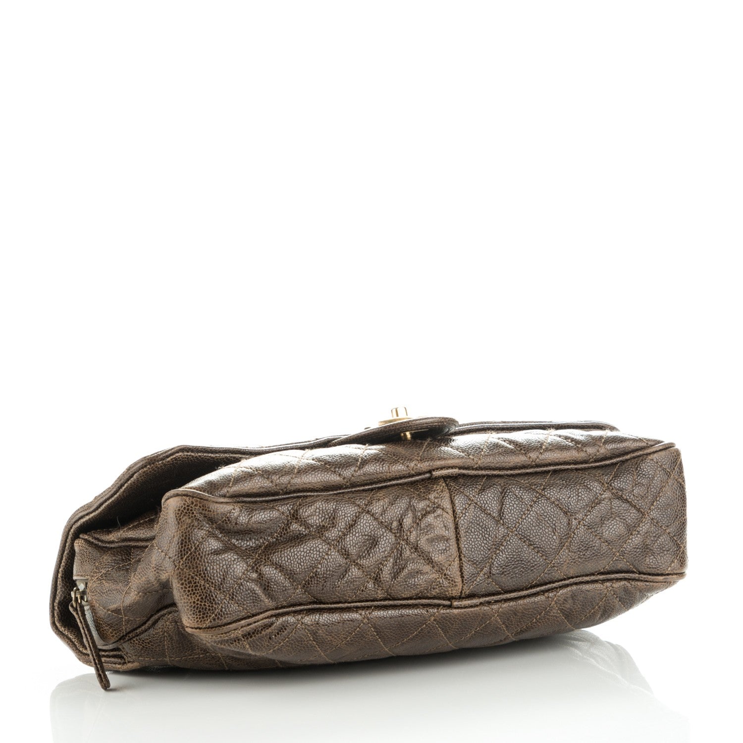 Chanel Crumpled Caviar Quilted Large Shiva Flap Brown 4 of 8