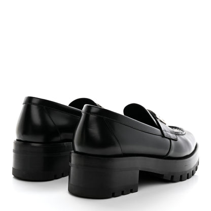 Chanel Calfskin Metal CC Loafers 40.5 Black 4 of 9