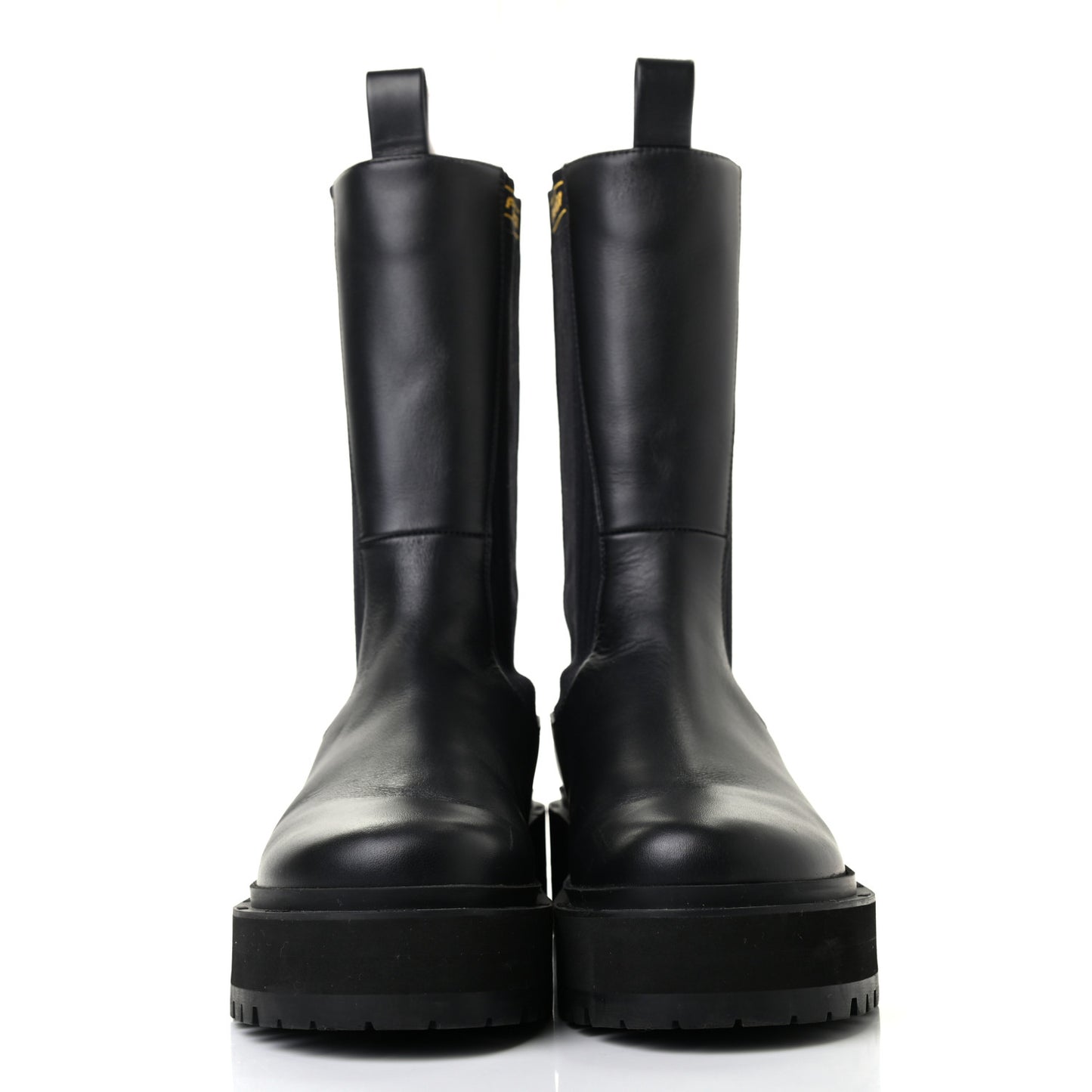 Vitello Stretch Fabric Logo Tape Rockoko Promenade 50mm Biker Boots 37 Black Yema