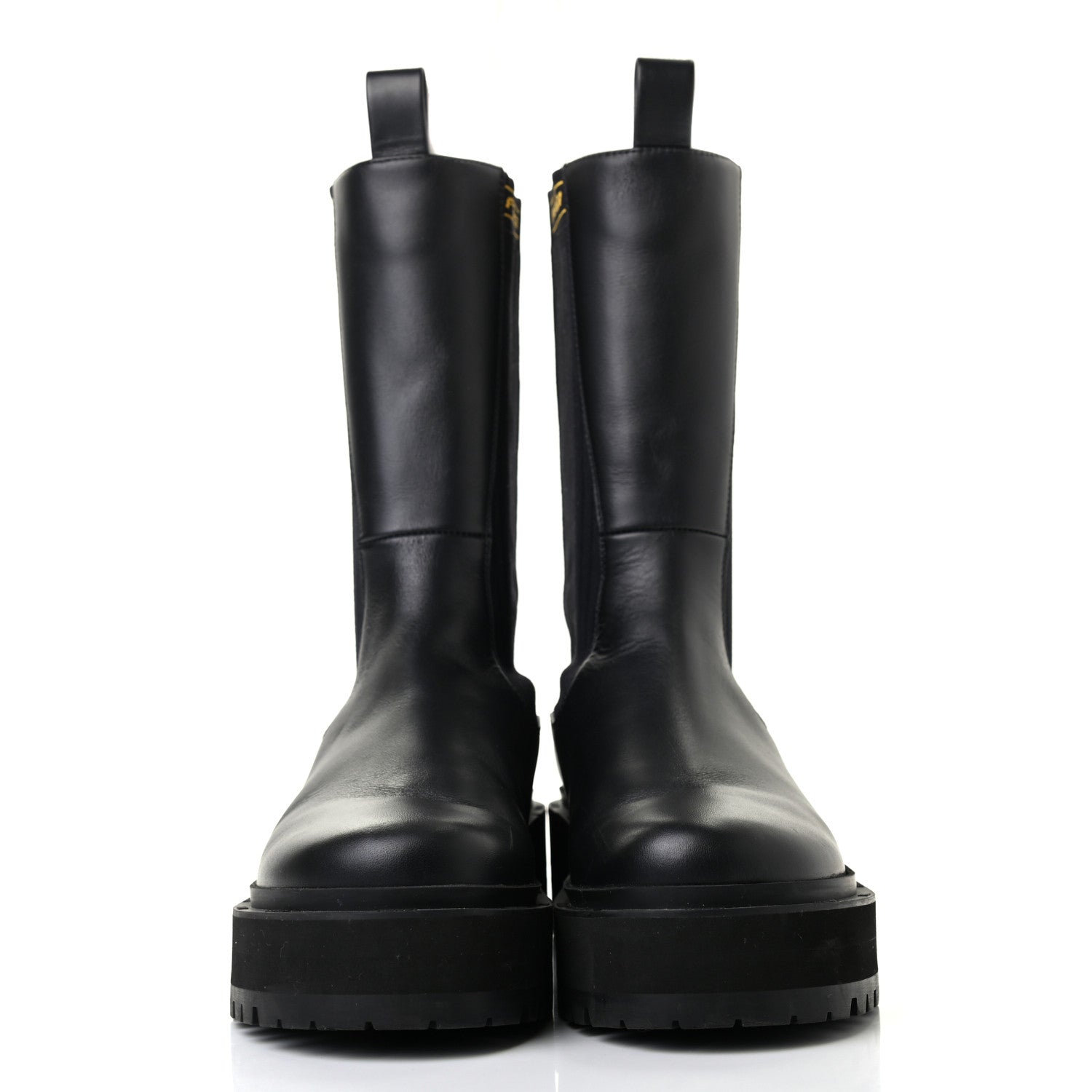 Fendi Vitello Stretch Fabric Logo Tape Rockoko Promenade 50mm Biker Boots 37 Black Yema 2 of 6
